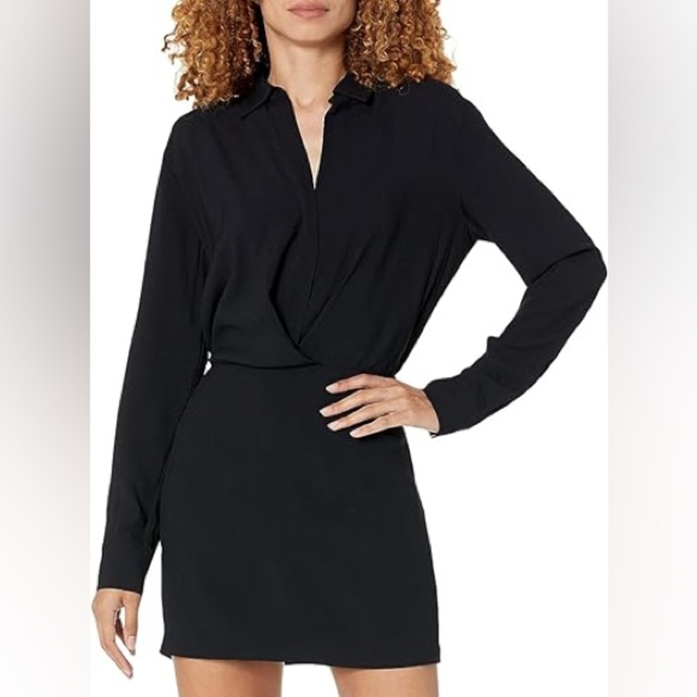 NEW Theory Wrap Mini Shirt Dress BLACK
